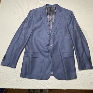 Brooks Brothers Regent Fit Blue Suit Blazer Mens Size‎ 44L Linen LambsWool Blend